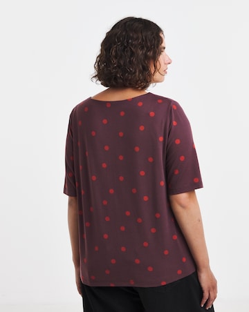 Simply Be Red Spot Print Half Sleeve Square Neck Top