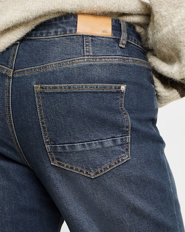 Blue Turn Up Straight Wide Leg Jeans
