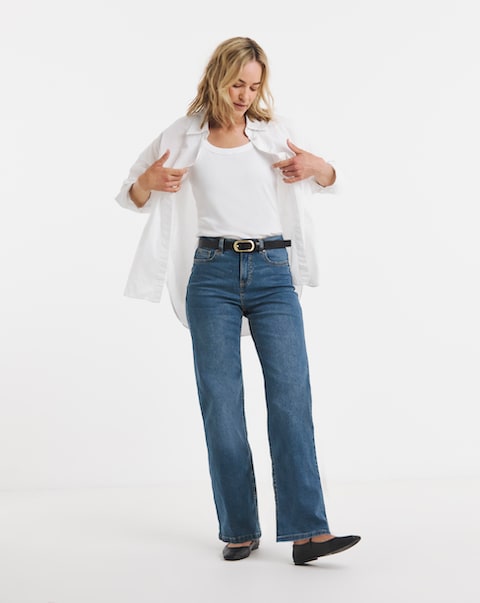 24/7 Mid Wash Wide Leg Jeans