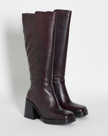 Jodi Leather Platform Knee High Boots - Wide Fit (E) & Curvy Calf