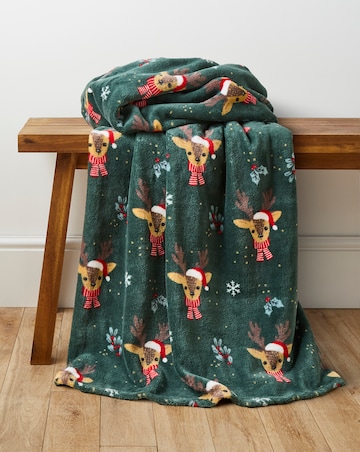 Christmas Reindeer Fleece Throw