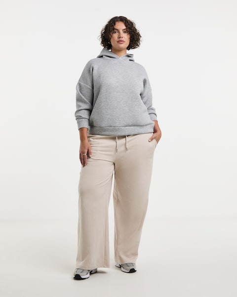Simply Be Stone Reverse Loop Back Detail Wide leg Jogger