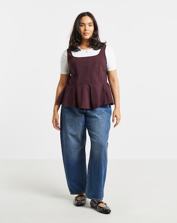 Simply Be Burgundy Corset Detail Top