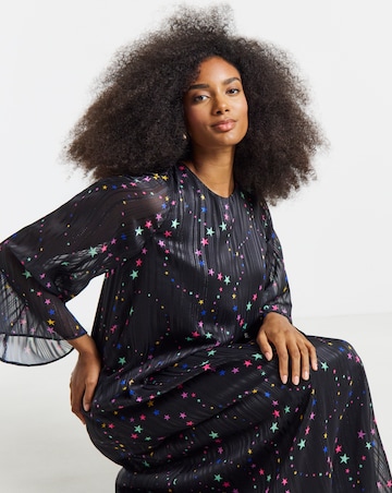 Twisted Wunder Alaska Star Print Lurex Stripe Maxi Dress