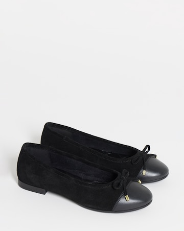 Vine Classic Toe Cap Leather Ballerina Shoes - Extra Wide Fit (EEE)