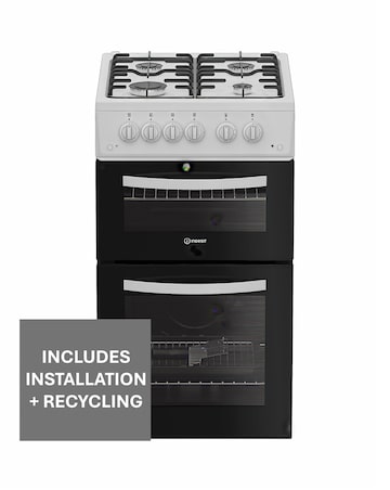 Indesit ITG5GMW 50cm Gas Twin Cooker - White + installation