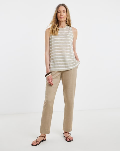 Truffle Linen Mix Tapered Trousers