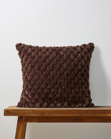 Scallop Faux Fur Cushion - Chocolate