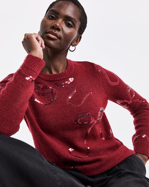 New In - Sequin Bow Novelty Jumper