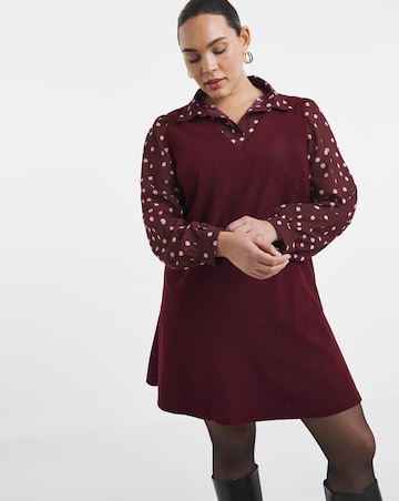 Simply Be Burgundy 2 in 1 Flippy Dress