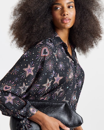 Twisted Wunder Stacey Star & Heart Print Chiffon Shirt