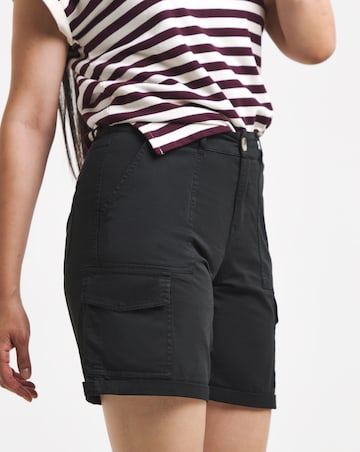 Black Stretch Cotton Cargo Shorts