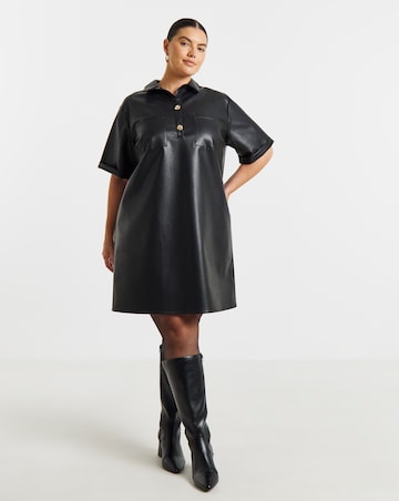 Simply Be Black PU Shirt Dress