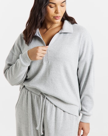 Figleaves Brushed Rib Half Zip Lounge Set