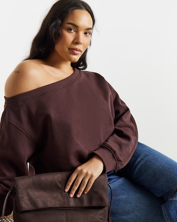 Simply Be Chocolate Off The Shoulder Sweatshirt