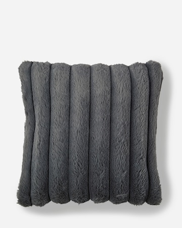 Ribbed Faux Fur Cushion - Charcoal