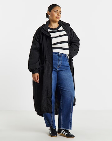 Black Pocket Detail Parachute Parka