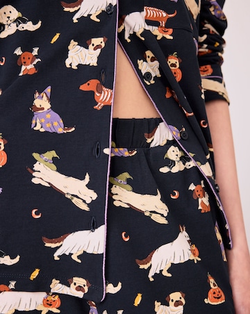 Chelsea Peers Classic Long Button Up Halloween Dog Pyjama Set