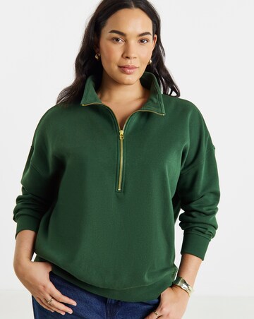 Simply Be Dark Green Zip Neck Sweatshirt