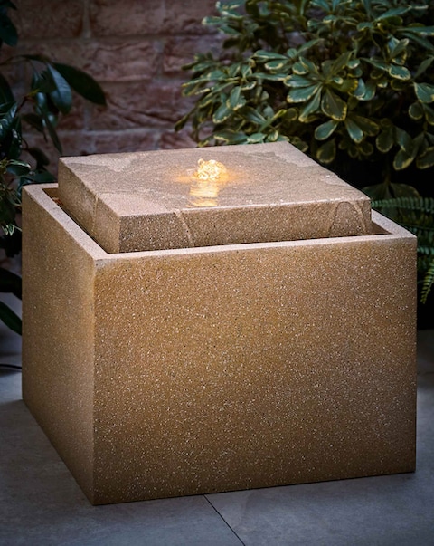 ValueLights Solar Power Natural Square Outdoor Garden Water Fountain Feature