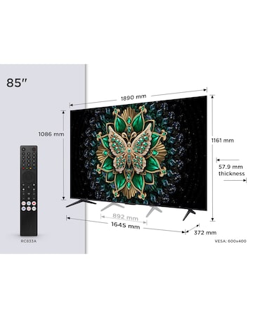 TCL 85C6K-UK 85in 4K Mini LED HDR Smart Fire TV with Freely