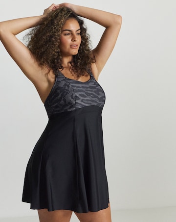 Sports Square Neck Swimdress With Shorts