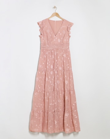 Maya Deluxe Jacquard Tiered Hem Maxi Dress