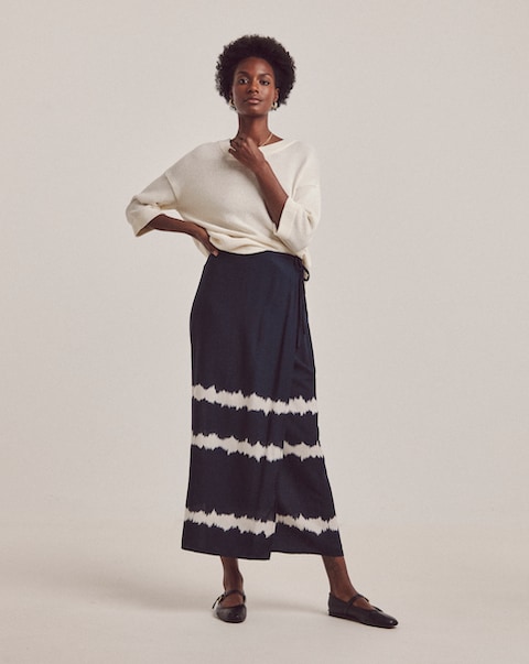 Anthology Printed Linen Wrap Skirt