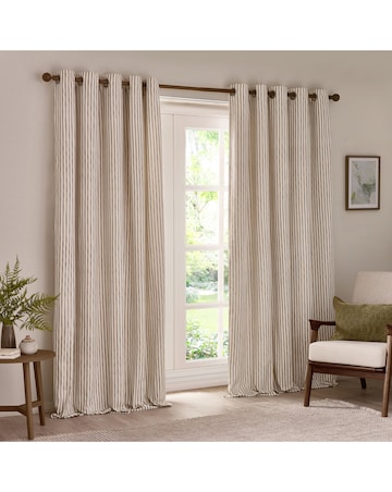 Yard Hebden Striped 100% Cotton Eyelet Lined Curtains