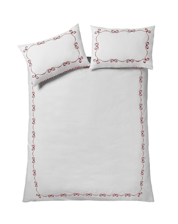 Catherine Lansfield Bow Embroidery Duvet Cover Set