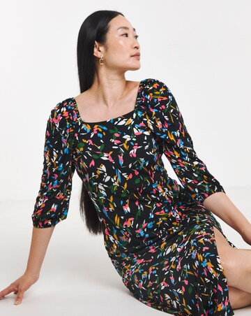 Square Neck Jersey Midi Dress