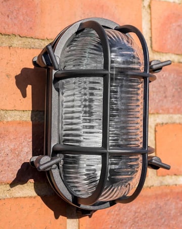 ValueLights Bow Black Bulkhead IP64 Outdoor Wall Light with Filament Bulb