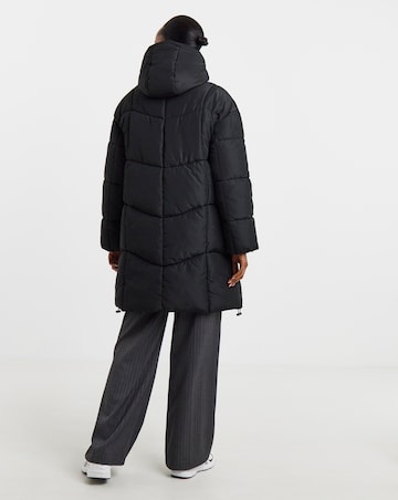 Black Mid Length Padded Coat