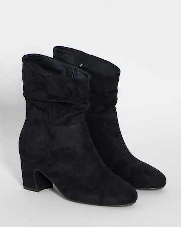 Gabby Soft Ruched Block Heel Ankle Boots - Wide Fit (E)