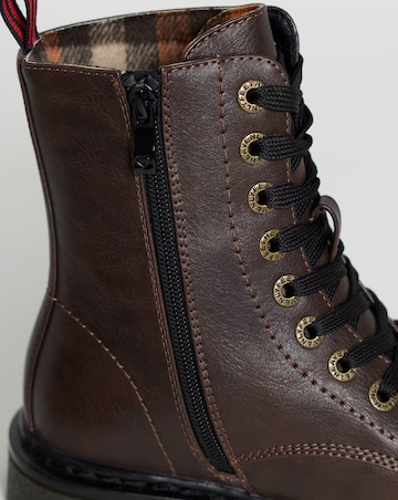 Heavenly Feet Justina Lace Up Chunky Boot - Wide Fit (E)