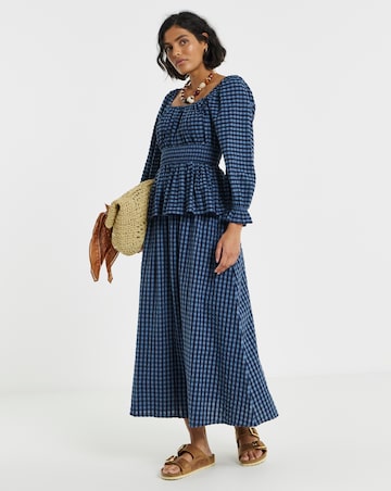 SIMPLY BE GINGHAM SHIRRED WAIST BLOUSE CO-ORD