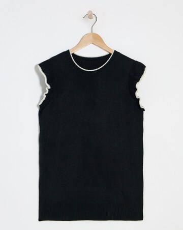 Simply Be Black Tipped Ruffle Shoulder Knitted Vest
