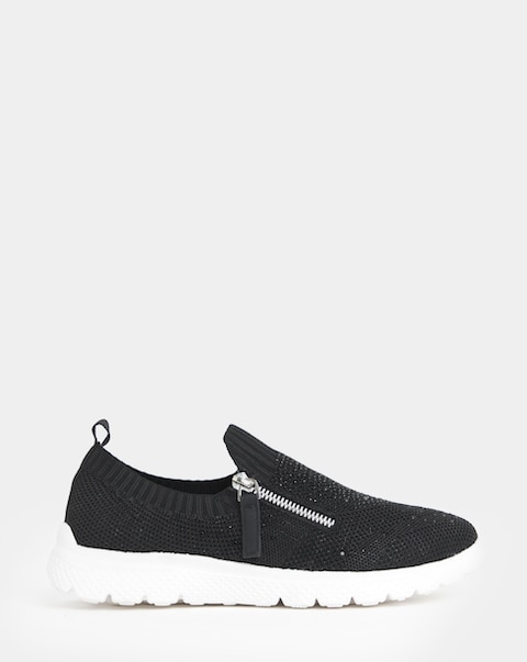 Cushion Walk Sparkle Fly Knit Side Zip Trainers - Extra Wide Fit (EEE)
