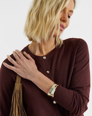 Fine Knit Crew Neck Cardigan