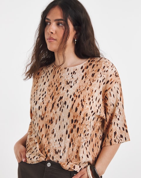 Simply Be Printed Waffle Kimono T-Shirt