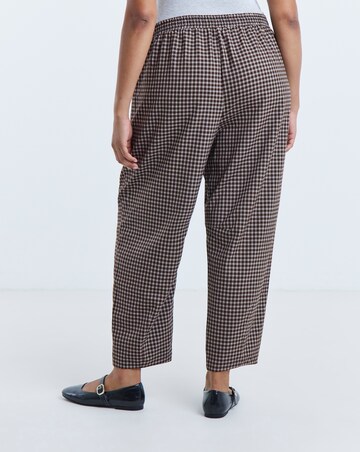 Simply Be Chocolate Check Tie Waist Barrel Trouser
