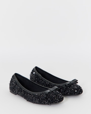 Abundance Classic Bow Sequin Ballerina Shoes - Wide Fit (E)