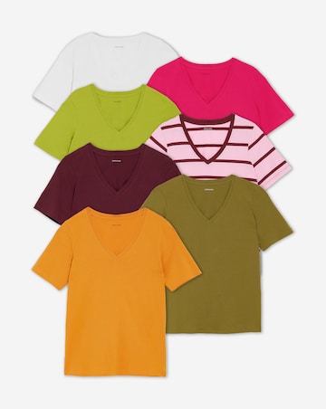7 Pack V Neck Short Sleeve T-Shirts