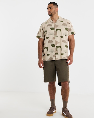 Jack & Jones Abstract Print Resort Shirt - Cream/Green