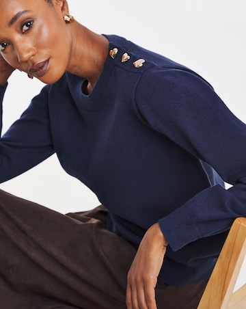 Heart Button Shoulder Detail Jumper