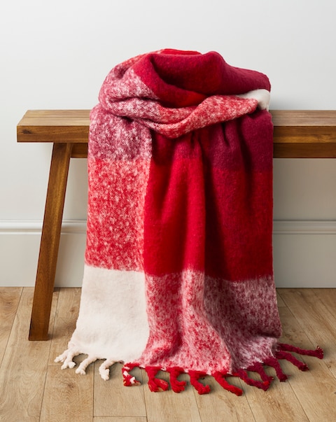 Checked Faux Mohair Throw