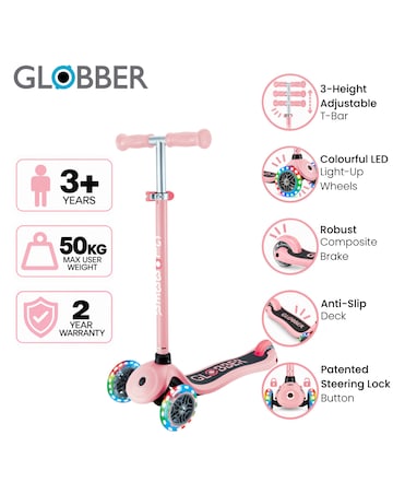Globber Primo Lights - Pastel Pink
