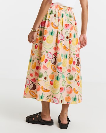 Twisted Wunder Cotton Fruit Print Maxi Skirt