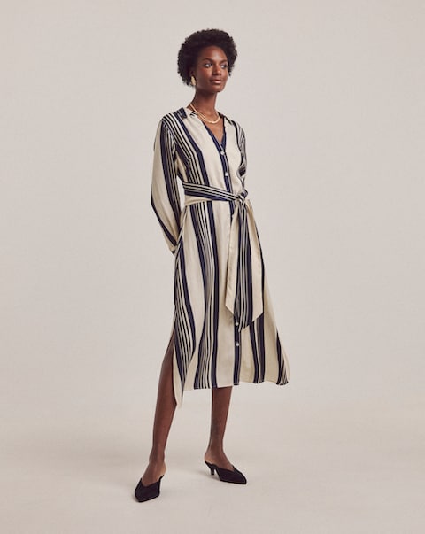 Anthology Stripe Tie Waist Shirt Dress
