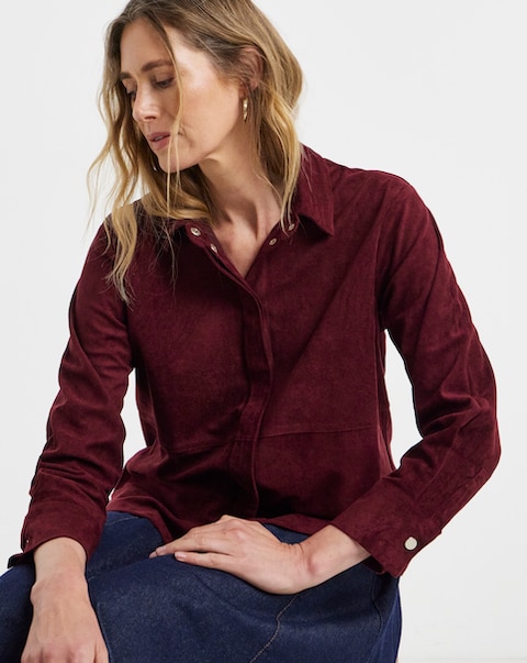 Burgundy Suedette Shirt